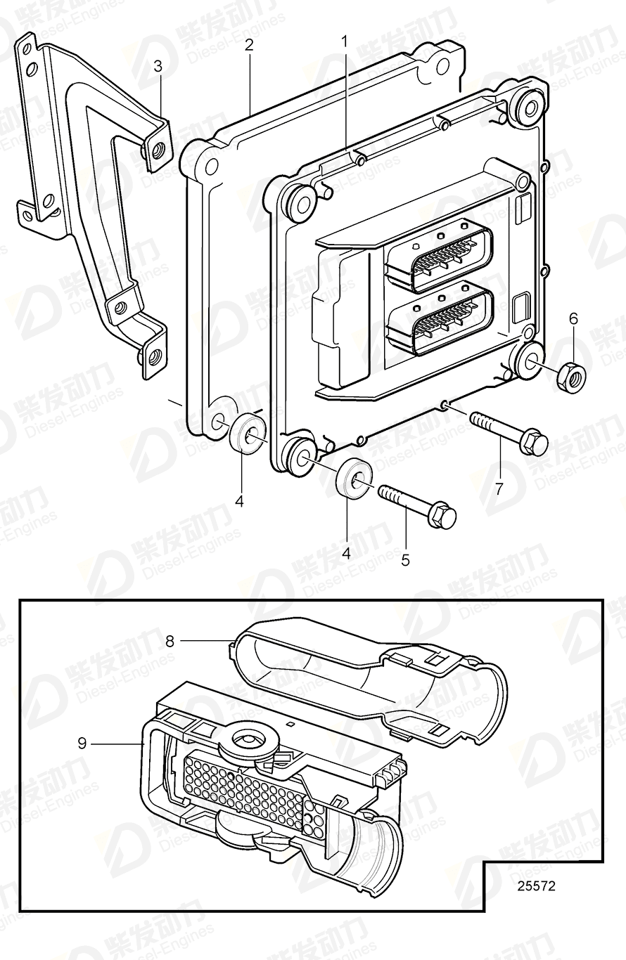 VOLVO Control unit, programmed 60100010 Drawing VOLVO Control unit, programmed 60100010 Drawing